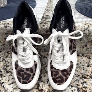 Michael Kors Black and White Sneakers with Mesh Upper and Rubber Sole